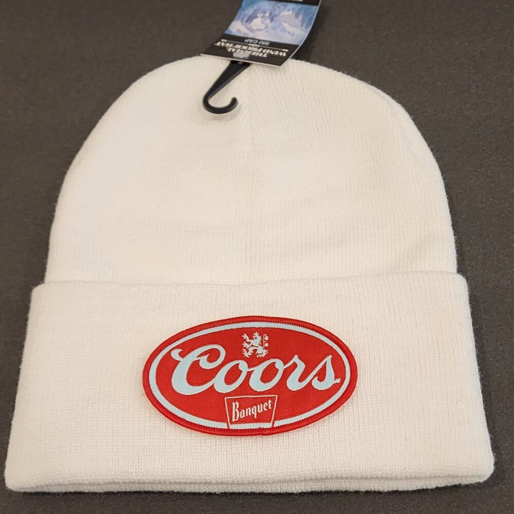 Coors Knit Cuffed Beanie in White